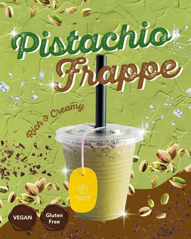 ビーントゥバー専門店
「プレマルシェ・カカオレート(R)ラボ」より、
濃厚ピスタチオ×上質カカオの贅沢な一杯
「ピスタチオフラッペ」が新登場
