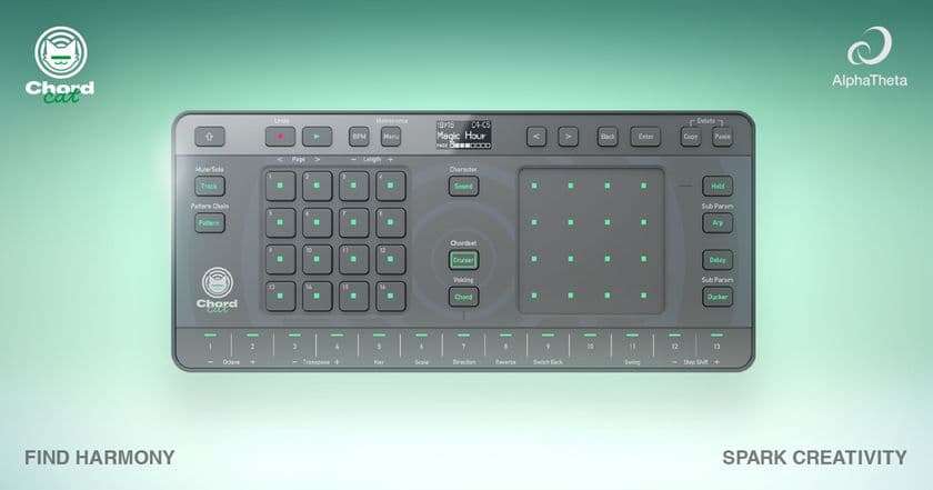 コードレコメンド機能でコードが弾ける、作れる、
ひらめきが生まれるグルーヴボックス「Chordcat」