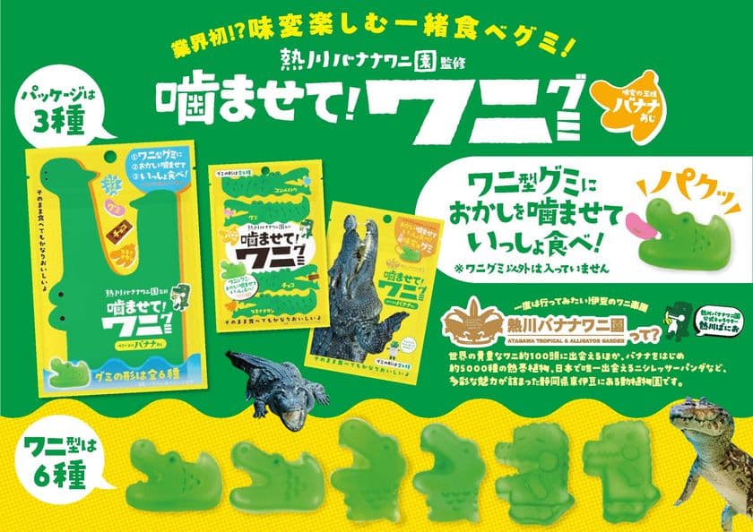 熱川バナナワニ園監修“味変”が楽しめる新感覚のお菓子
『噛ませて!ワニグミ 味変の王様バナナあじ』を8月1日に発売