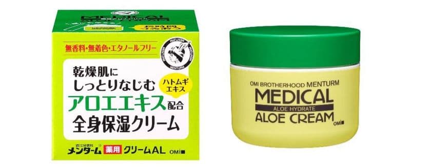 ロングセラーの「メディカルクリーム」に新アイテムが登場!
天然保湿成分のアロエエキス・ハトムギエキス配合
手ごわい乾燥肌向け薬用アロエクリーム
『近江兄弟社メンターム 薬用アロエクリーム』(医薬部外品)を
新発売