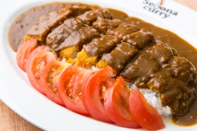 お勧めトッピングのトマトとカツカレー