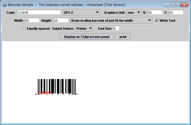 Barcode.jar UPC-E 出力例