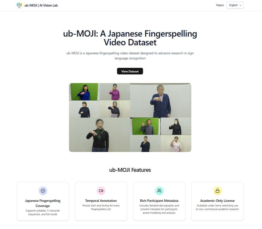 東京工芸大学 工学研究科博士前期課程1年 村井亮太さんが開発した
日本語手話の指文字データベース「ub-MOJI」が公開
~ 9/23手話言語の国際デー ~