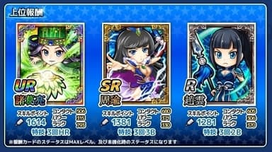 上位報酬 三国志キャラカード