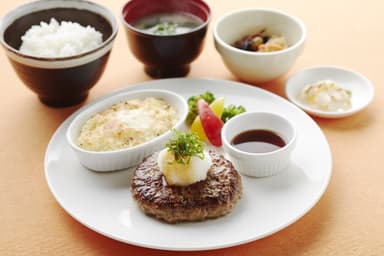 ふわっと！あぐー豚とアンガス牛のハンバーグ　おろしポン酢