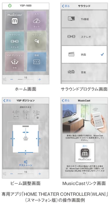 専用アプリの操作画面例