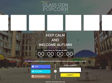 「glassgempopcorn.com」サイトTOP画像