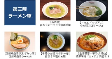 【第三陣】ラーメン軍　メニュー