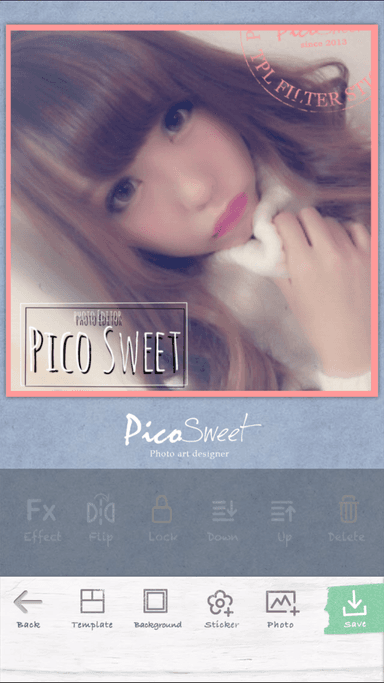 「Pico Sweet」の写真編集画面