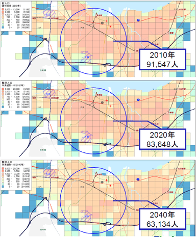 図D　地方都市部の人口減少