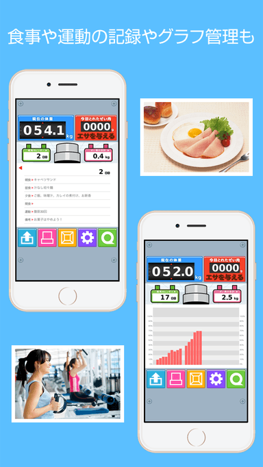 食事や運動の記録やグラフ管理も