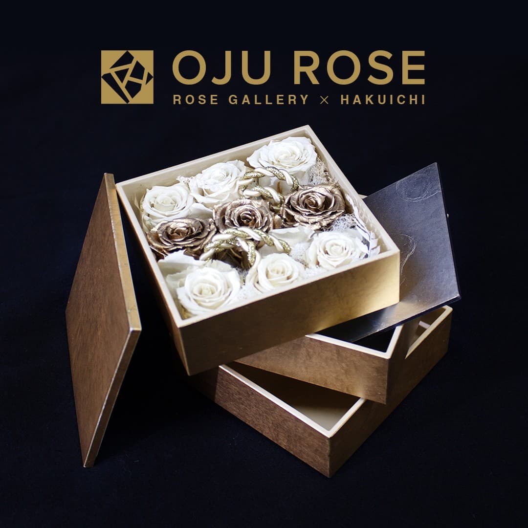 【箔一 × ROSE GALLERY】創業50年記念として唯一無二 コラボレーション商品<OJU ROSE(お重ローズ)>を期間限定販売!!