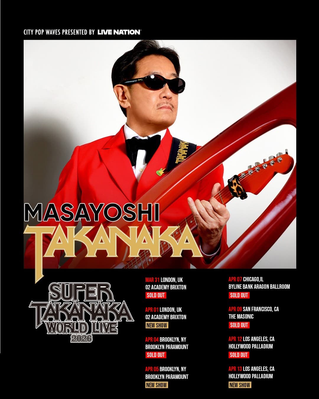 高中正義、初となるワールドツアー5公演が即日ソールドアウト! ロンドンの会場がO2 Academy Brixtonにアップグレード、更に追加公演が急遽開催決定!