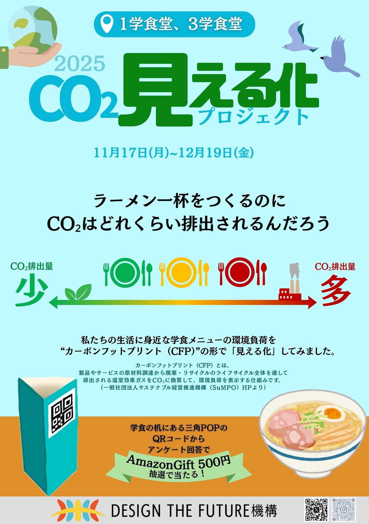 筑波大学生の皆様主体「学食メニューのCO2見える化プロジェクト」に シダックスコントラクトフードサービスが協力