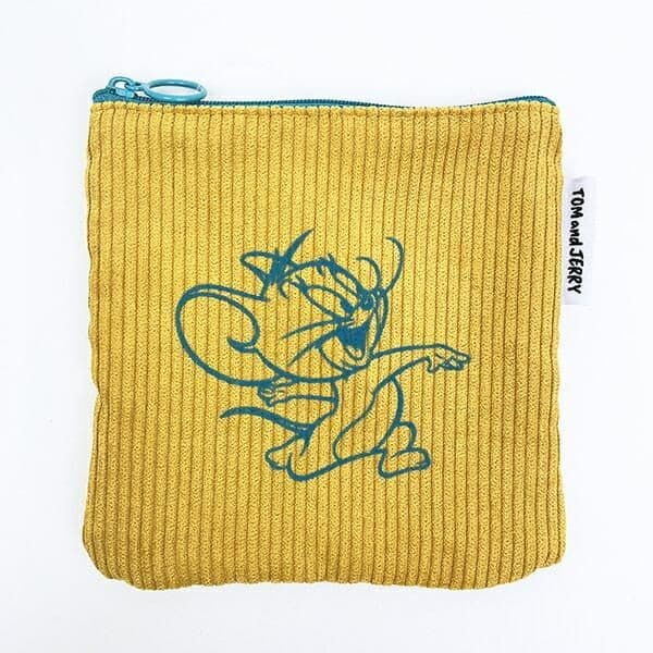 トムとジェリーのフロッキー配色フラットポーチ。シンプルでおとなっぽいけど、温かみある配色が素敵なデザインです。