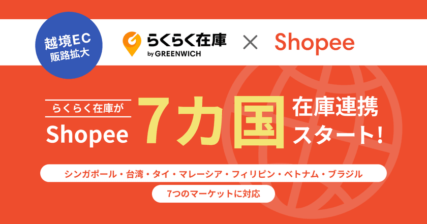 グリニッジが提供するEC在庫管理システム『らくらく在庫』
越境EC「Shopee」の7カ国と在庫連携可能に