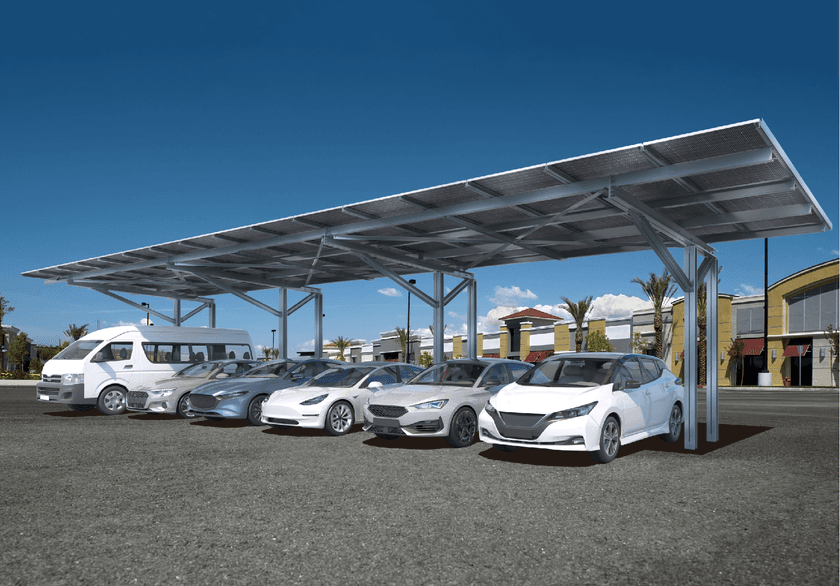 産業向け後方支持タイプソーラーカーポート
「Dulight Spacious(デュライト スペーシャス)」の
新仕様を7月23日(水)より販売開始