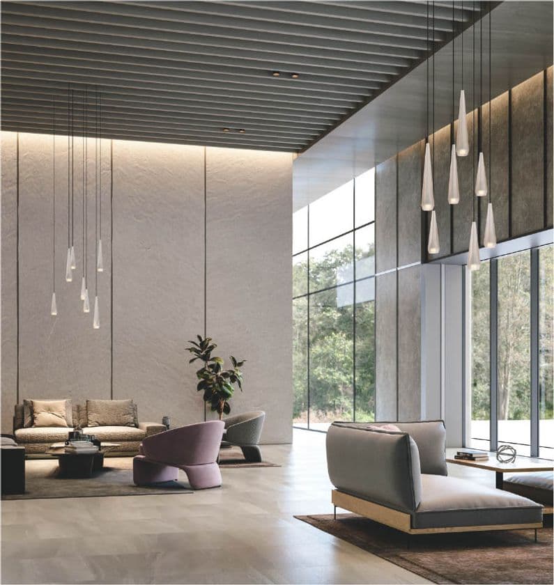 グレード感とエレガントさを兼ね備え、
ハイグレードな空間に調和する「Revea」シリーズ
アクリルだからこそ実現した上質な光と素材が魅力の
ペンダントライトなどを14機種ラインアップ