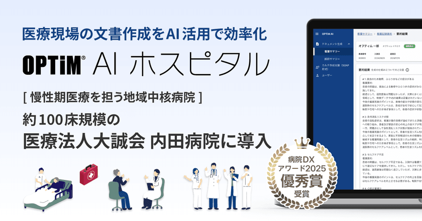 慢性期病院初、病院向け生成AI搭載サービス
「OPTiM AI ホスピタル」を医療法人大誠会 内田病院で導入