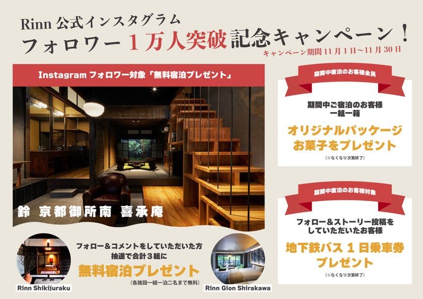 【Rinn】Instagramフォロワー1万人突破記念キャンペーン開催
~Rinn全施設を対象に日頃の感謝を込めて~