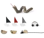 laurel toys：へび、ヨット、くるま、とり、ふぐ、ねずみ