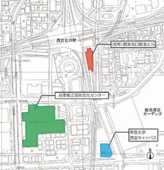 阪急西宮北口駅周辺の文教関連施設マップ