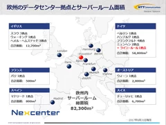 (別紙1)欧州のデータセンター拠点とサーバールーム面積