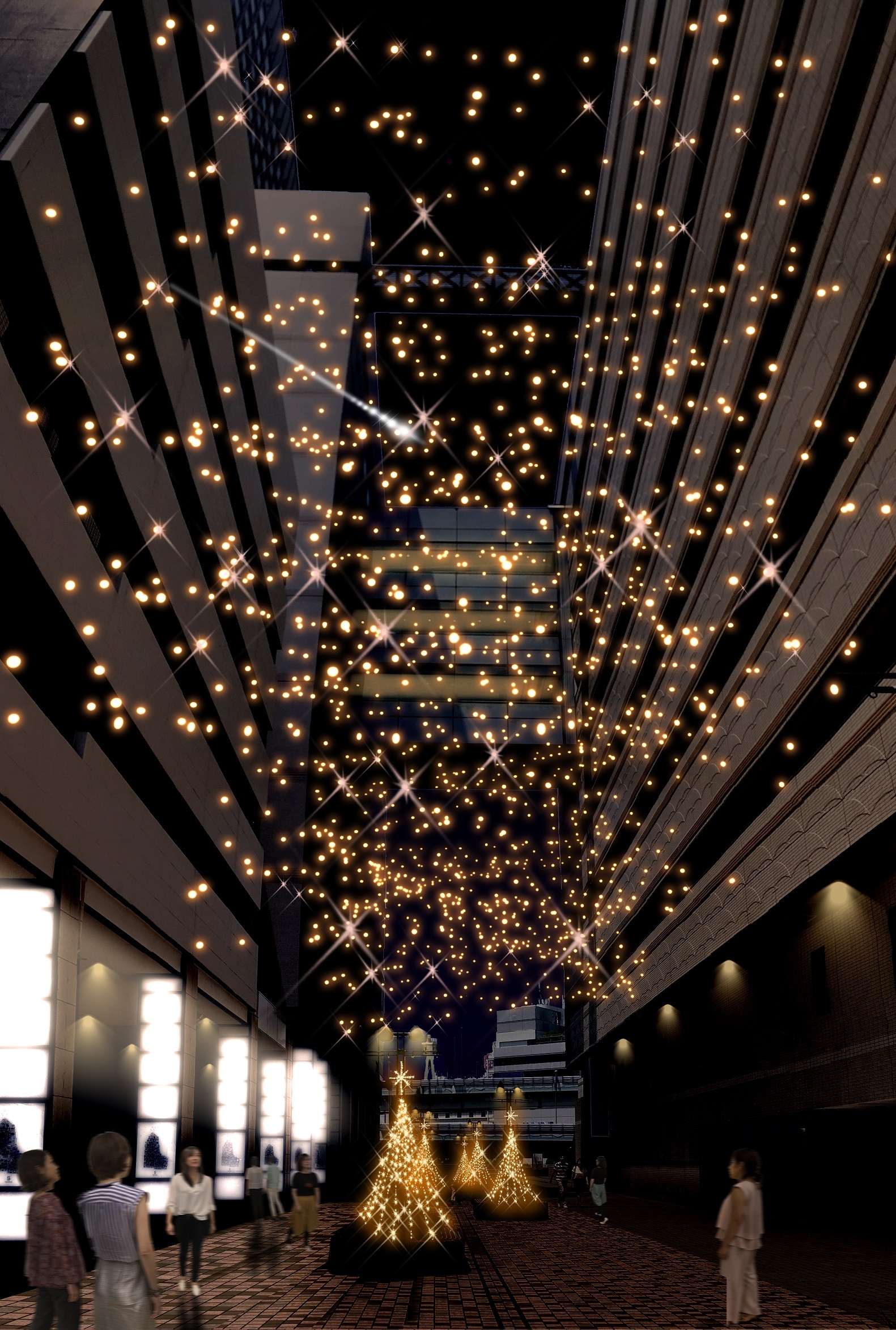 横浜駅から徒歩約3分 はまテラス 初となるクリスマスイルミネーション 横浜駅東口 星降るテラス 星に願いを 株式会社横浜スカイビル 横浜 新都市センター株式会社のプレスリリース