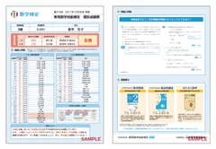 個別成績票サンプル 数学検定3級表面・裏面