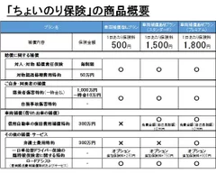 「ちょいのり保険」の商品概要