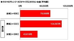 クルマのアレンジ・カスタマイズにかけたいお金（平均額）