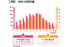 月別  UV-A,UV-Bの量