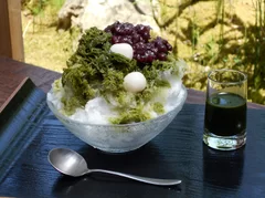 丹波大納言小豆と宇治抹茶のかき氷