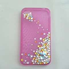 スワロフスキー iPhone4 CASE ハードケース ピンクシェル デコレーション