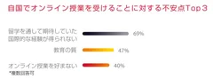 自国でオンライン授業を受けることに対する不安点Top3