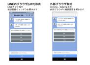 LINEブラウザ(LIFF)形式か外部ブラウザ形式か選択可能です