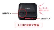 LEDと音声で警告