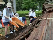 樹皮の上から土をかぶせる