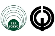 東京都不動産鑑定士協会ロゴマーク(左)、清瀬市市章(右)