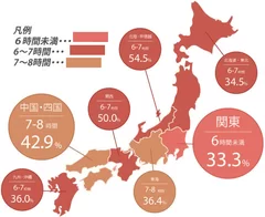 エリア別　睡眠時間MAP