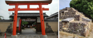 御霊神社(左)と頭塔(右)