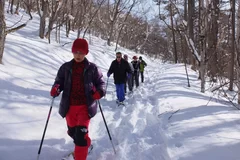 雪の野山を散策