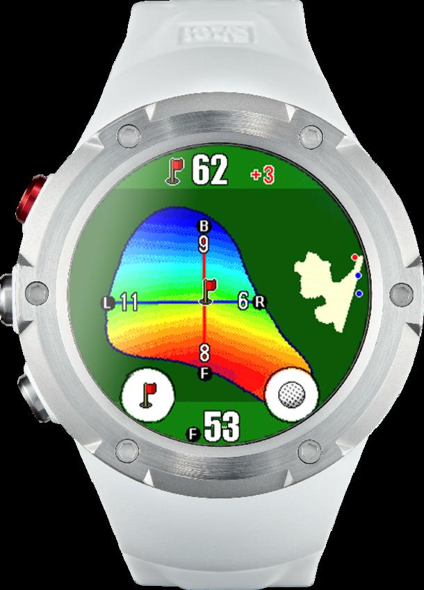 腕時計型GPSゴルフナビ史上最大サイズ1.4inchタッチパネルを搭載！直観 ...