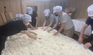蒸米のほぐし作業