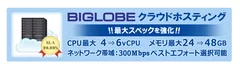 BIGLOBEクラウドホスティング　CPU、メモリ、ネットワーク帯域最大スペック強化