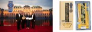 (左)ウィーンでの式典の様子 (右)金賞を連続受賞した『究極のだし焼玉子』