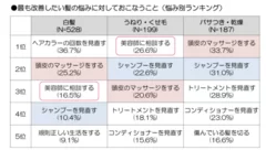 最も改善したい髪の悩みに対して行う事(悩み別ランキング)画像