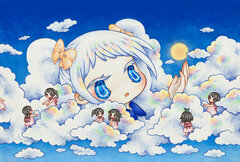 《彩雲》(英題“Iridescent clouds”) 2024年　アクリル、キャンバス　41×60.6cm