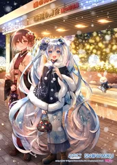 函館市「湯の川冬の灯り」を背景にした函館ビジュアル Art by 木碧ハナ / 雪ミク (C) CFM