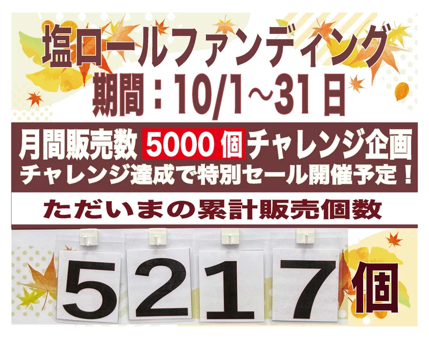 塩ロール累計販売数5,217個達成